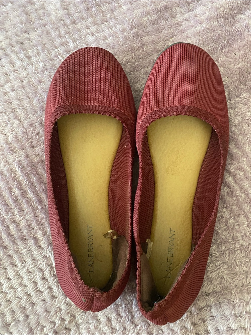 Lane Bryant Deep Burgundy Slip-On Knit Ballet Flats